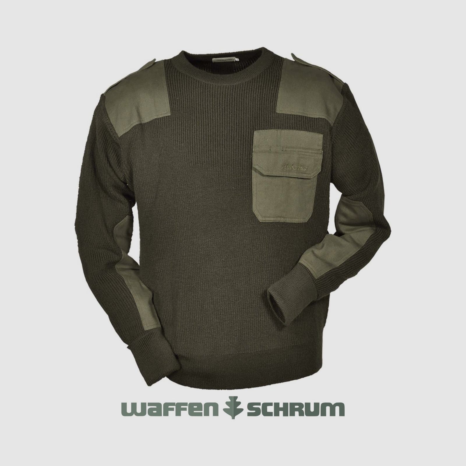 Hubertus jachtpullover met inzetstukken olijfgroen