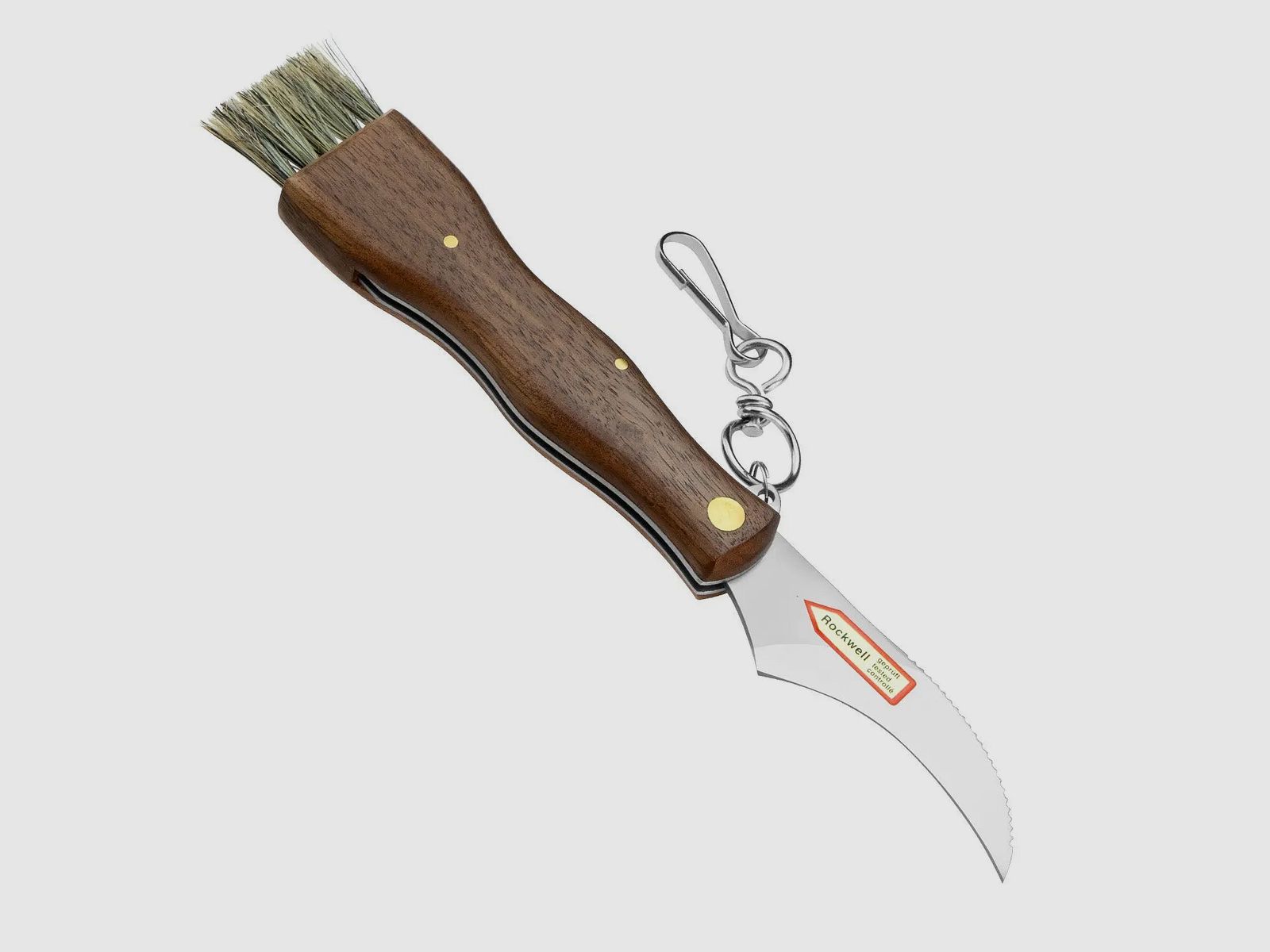 PUMA IP Pilzmesser mit Bürste, Pinzette und Karabiner, Walnussholz