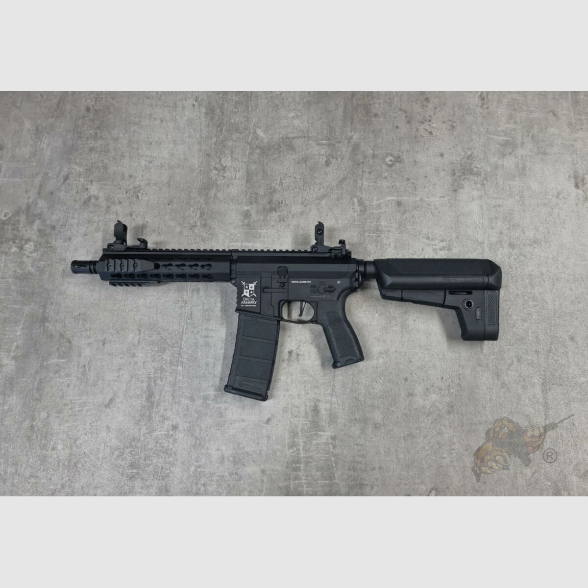 AR15 KeyMod 8 Zoll ALPHA Vollmetall Delta Armory Schwarz S-AEG Airsoft Gewehr Frei ab 18 Jahren