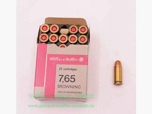 Sellier & Bellot CZ munitions de pistolet 7,65mm Browning/.32ACP