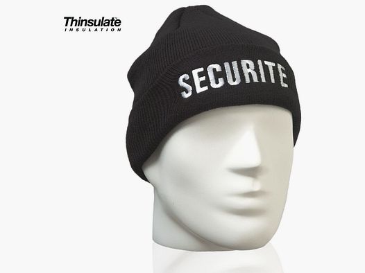SCHWARZE THINSULATE STRICKMÜTZE MIT SICHERHEITSSTICKEREI