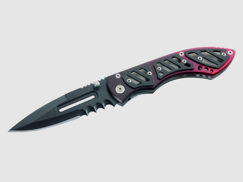 Einhandmesser Leichtmetall sw/rot