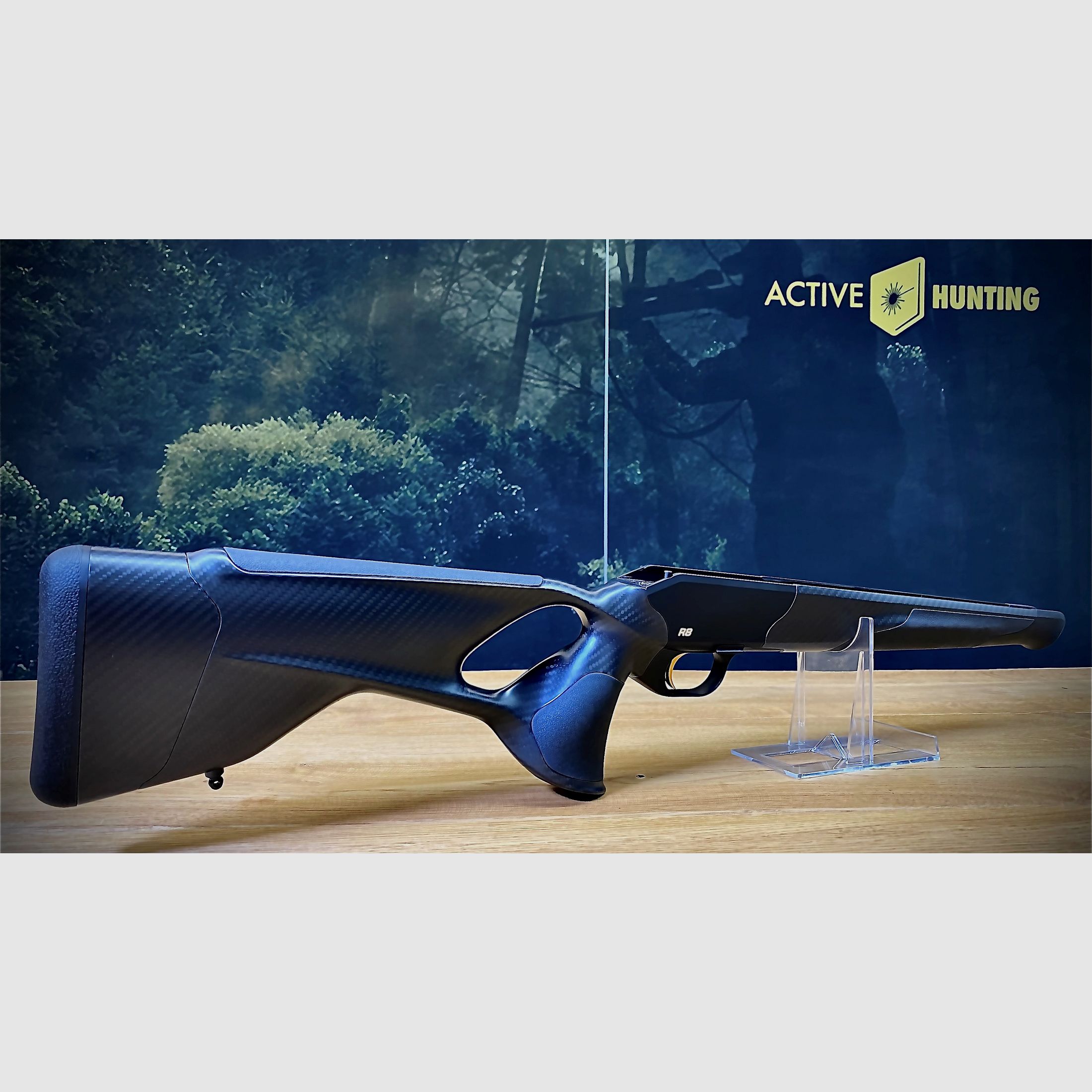 Blaser R8 Ultimate Carbon Schäftung mit Elastomer Einlagen und goldenem Abzugszüngel