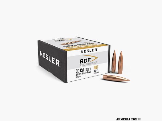 PALLE – NOSLER – 30 Cal (.308″) RDF 210gr. – 13.6grams Hollow Point (100pz) -53434