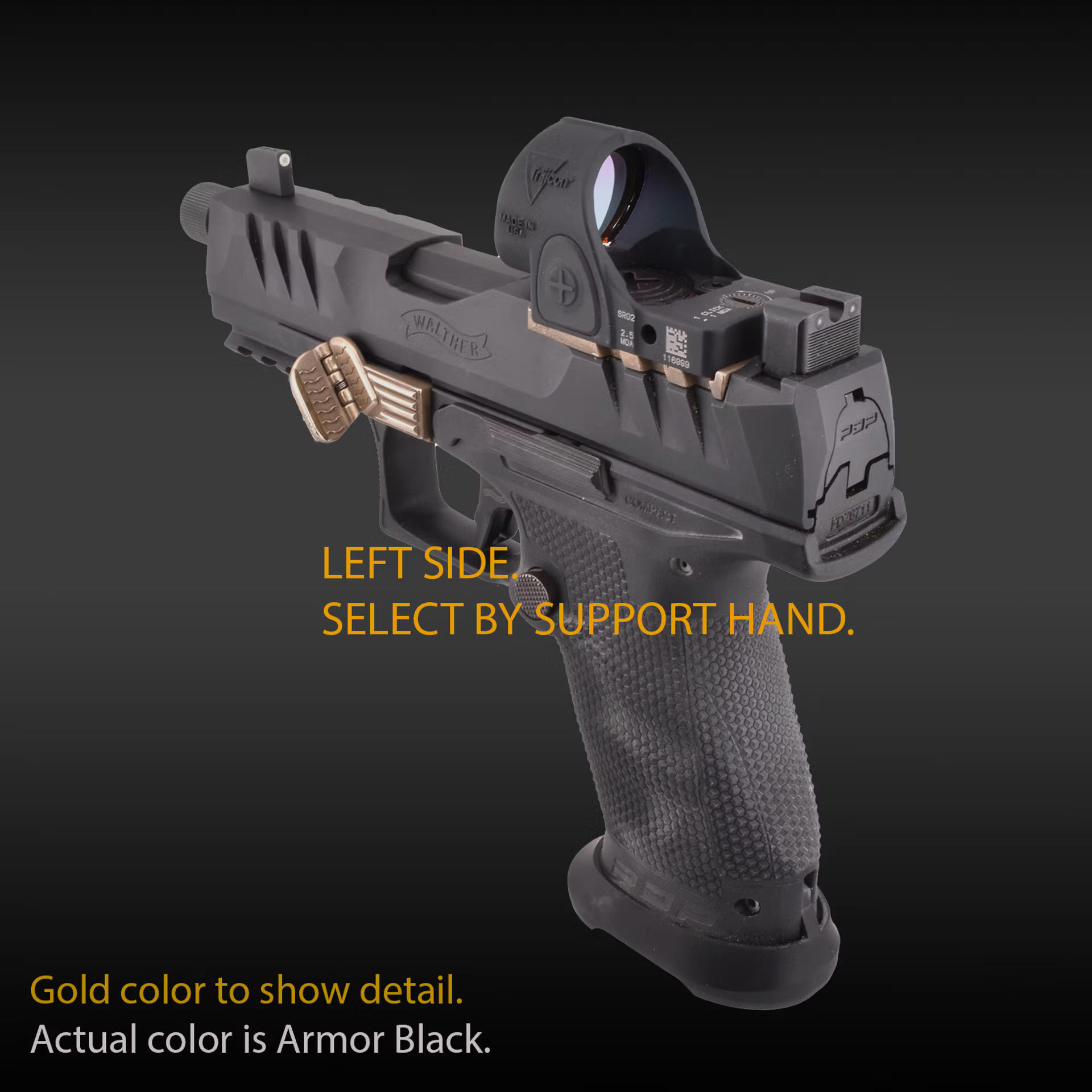 Grip Control Walther PDP Polymer, opvouwbare duimsteun voor de steunhand