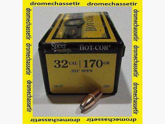 Boite 100 ogives Speer cal 8mm en 170 grains Hot Cor SP Flat nose, ref 2259