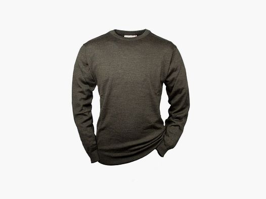 Hubertus Pullover Rundhals oliv/braun