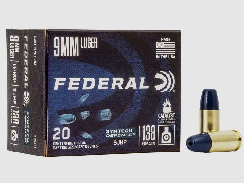 Federal Syntech Defense 9mm Luger 138GR SJHP 20 Patronen