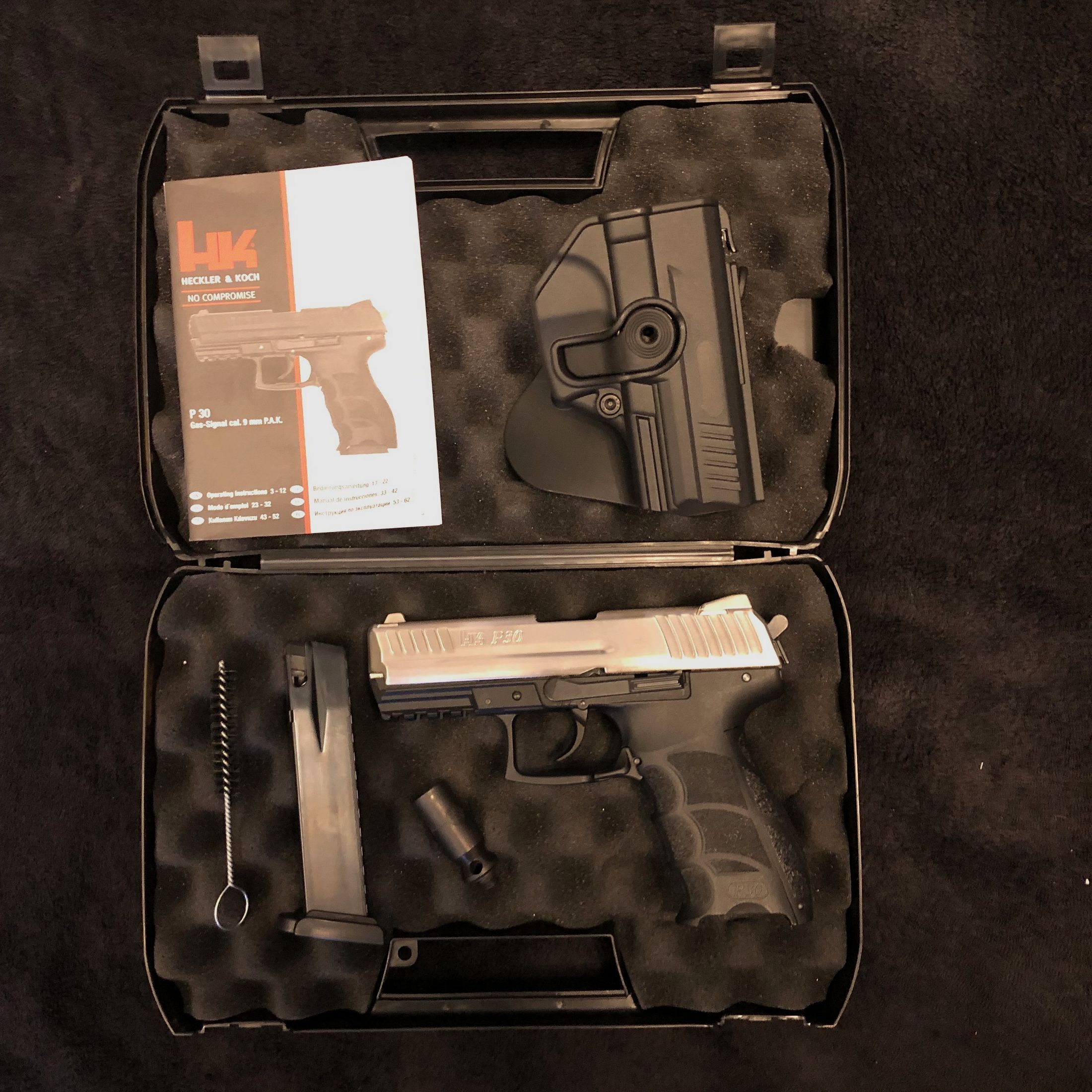 Verkaufe meine HK P30 Nickel + Holster Schreckschuss