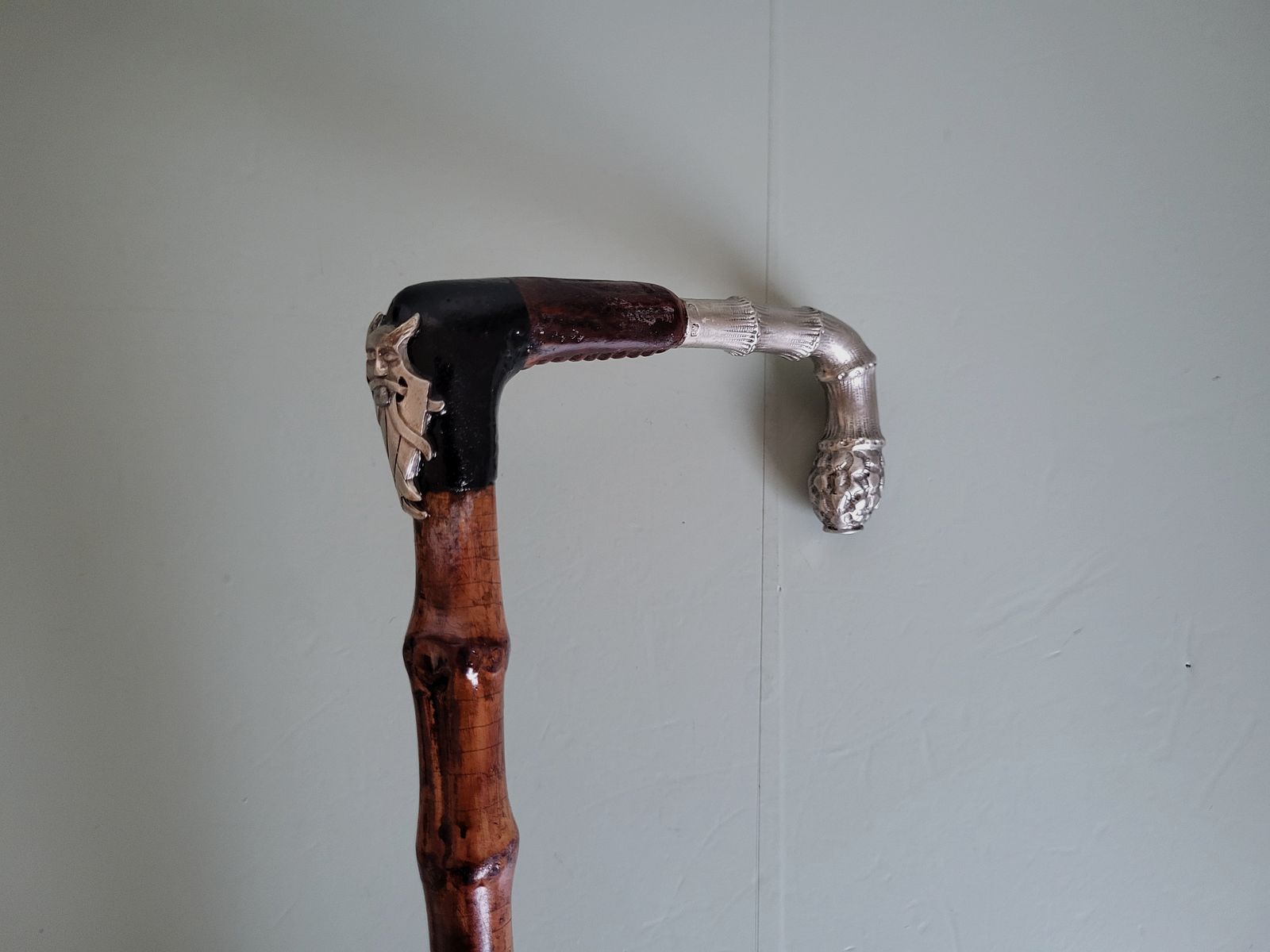 Jäger Spazierstock - 800 Silber - Horn - Wikinger - G .August Schwäbisch Gmund - 1930er Jahre