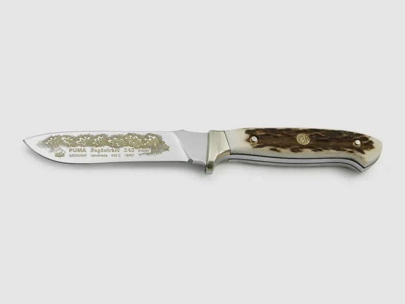 Coltello da caccia PUMA 240 con incisione dorata in rilievo