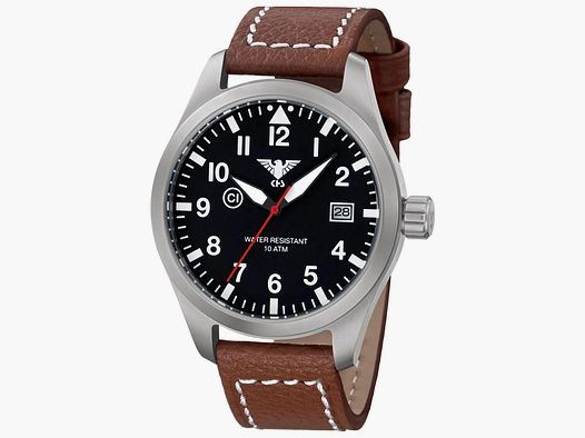 KHS KHS Uhr Airleader Steel Büffellederband braun