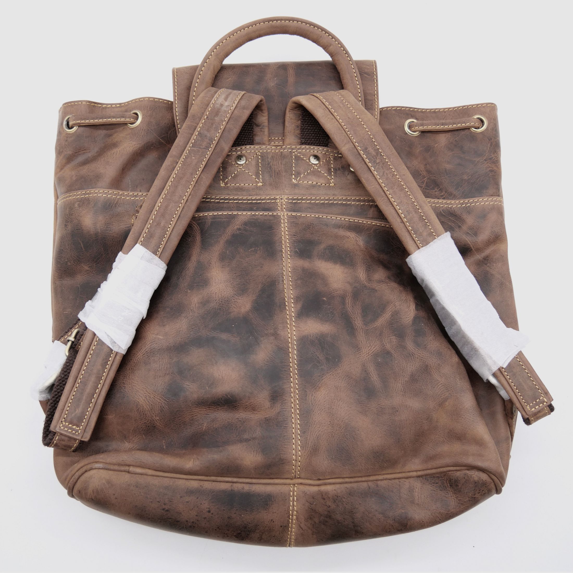 Sac à dos en cuir Greenburry avec embossage de cerf marron 1711-STAG3-25