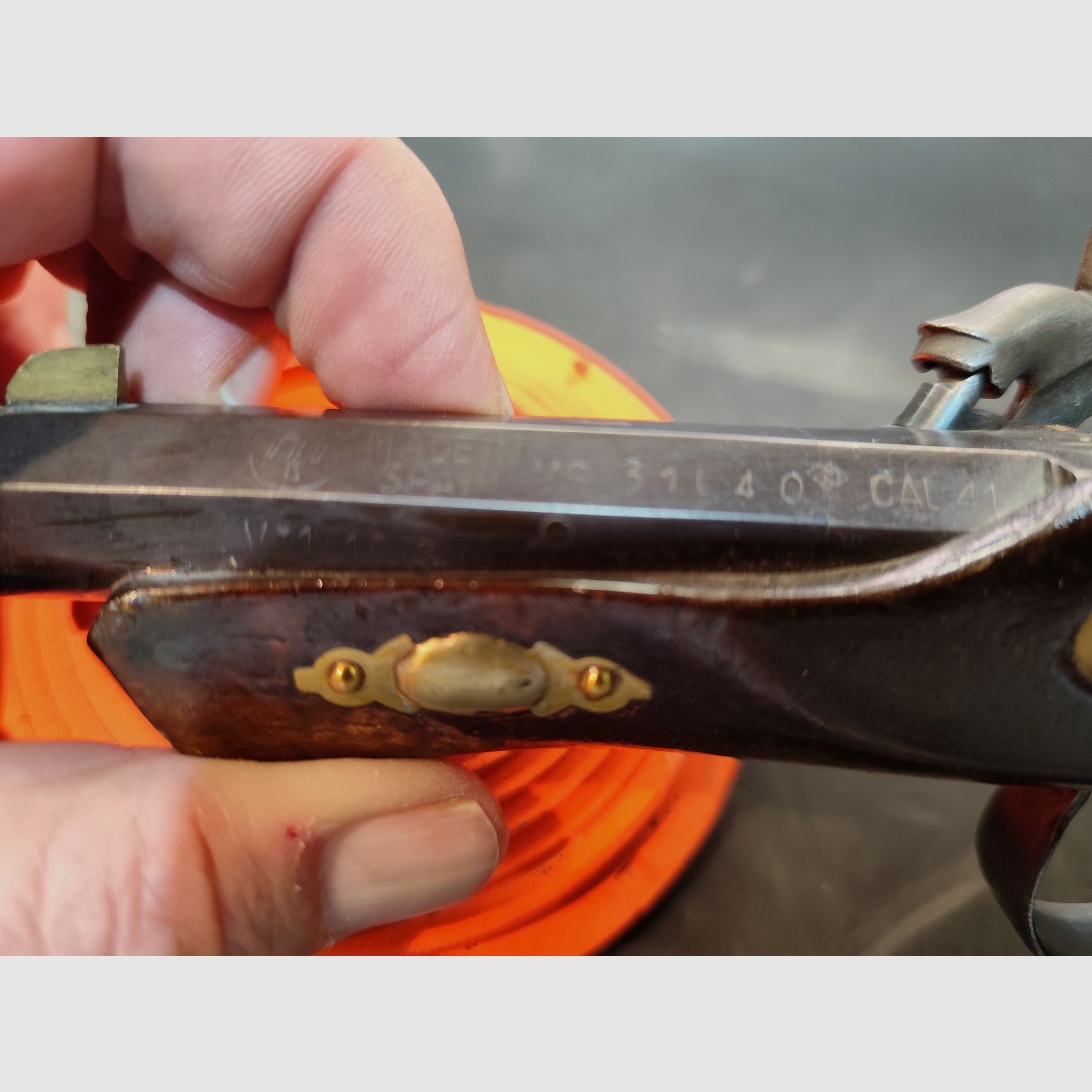 Front-loading pistol percussion Derringer .45 + .41 black powder