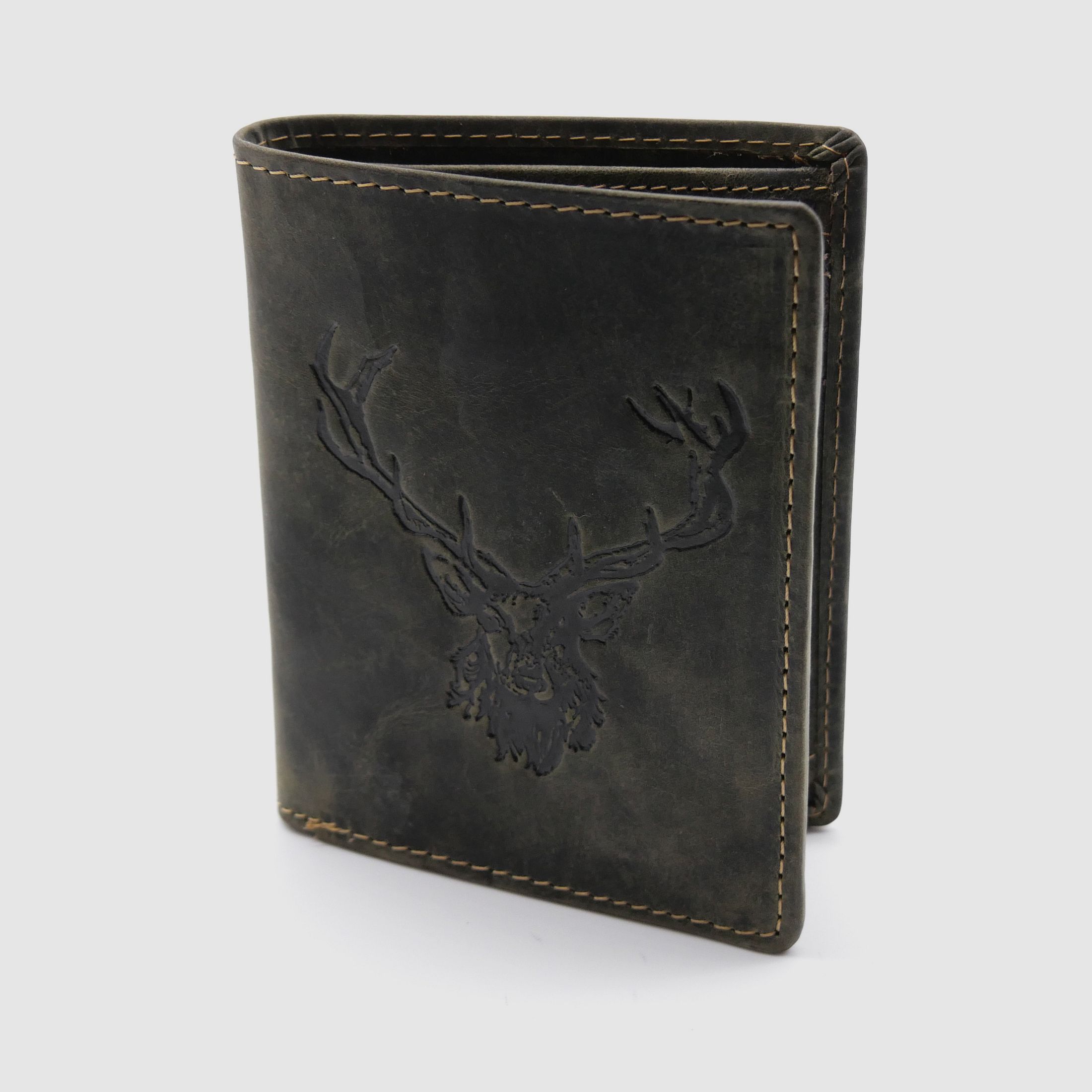 Greenburry Leder Geldbörse oliv Vintage Animal Collection Royal Stag Hirsch 1701-RS-30