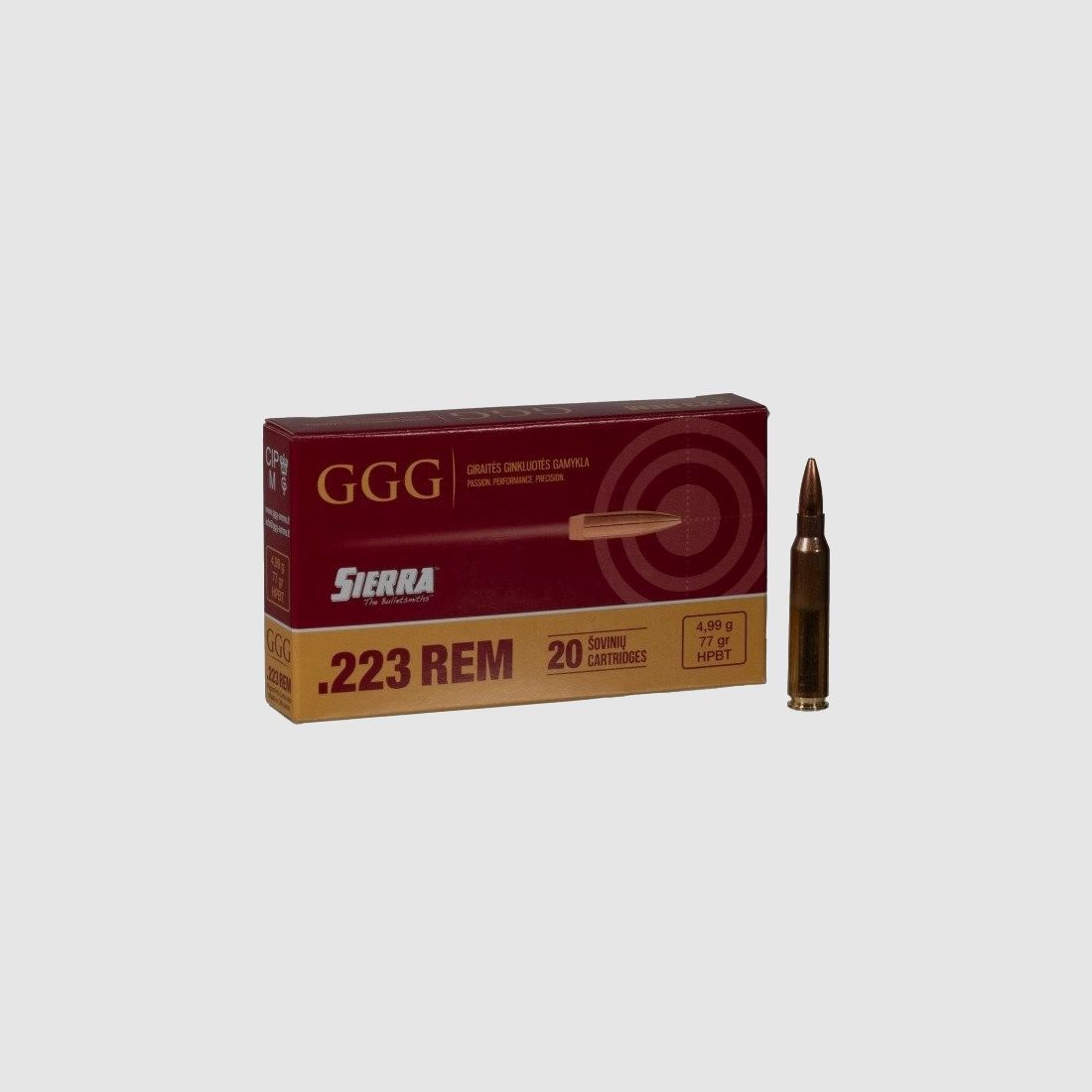 Munition .223 Rem GGG HPBT 4,99 g/77 grs Sierra
