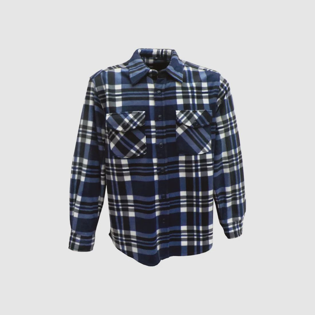 Heren fleece overhemd Pernis blauw lange mouwen - 100% polyester, afbeelding 2 van 7