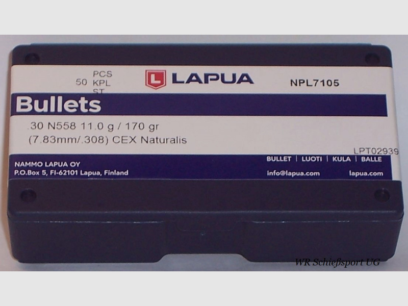 50St. LAPUA Geschosse .30(.308Dia.) - 170 - CEX-Naturalis - #N558