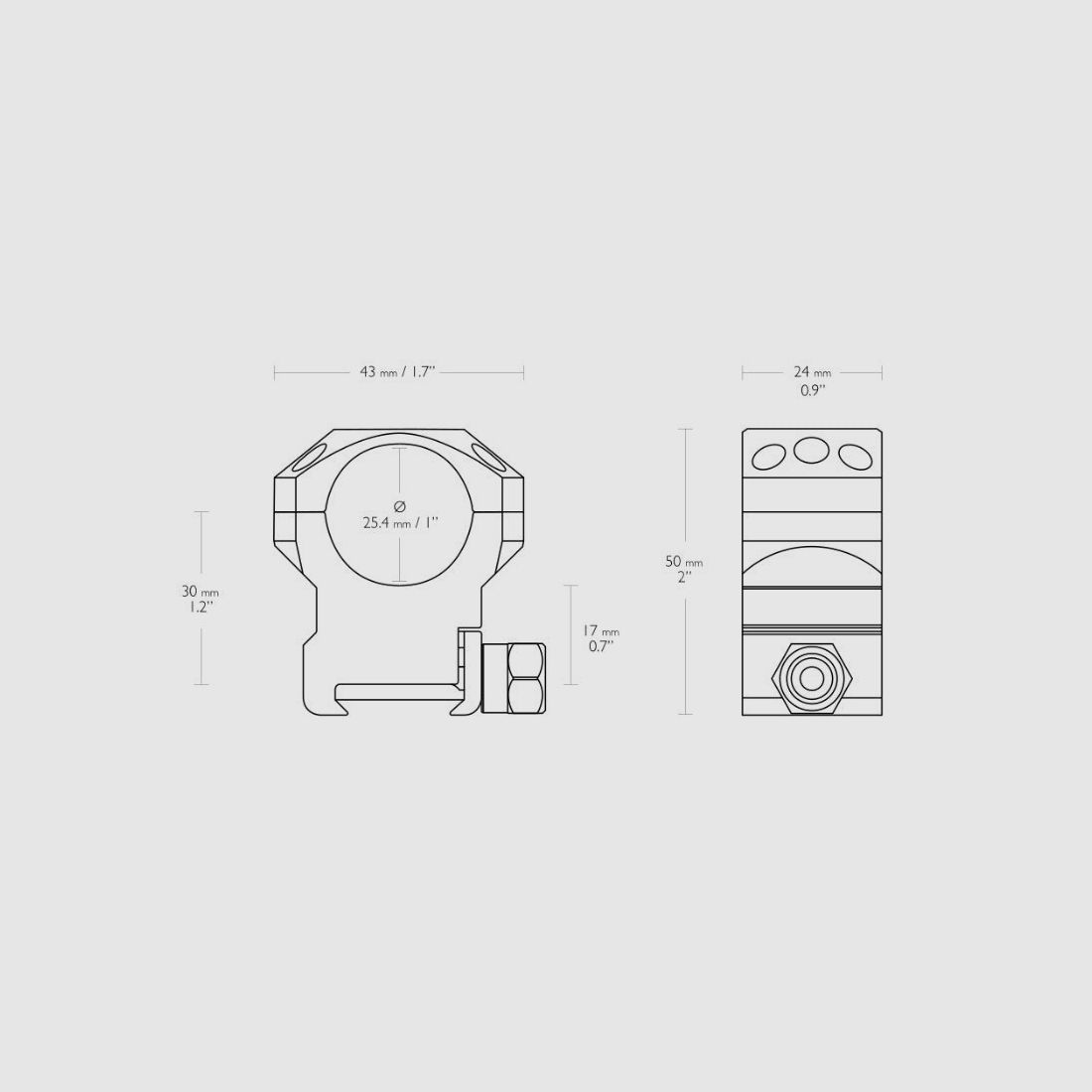Hawke Tactical Ring Mount 1" / Picatinny / High, image 2 of 2