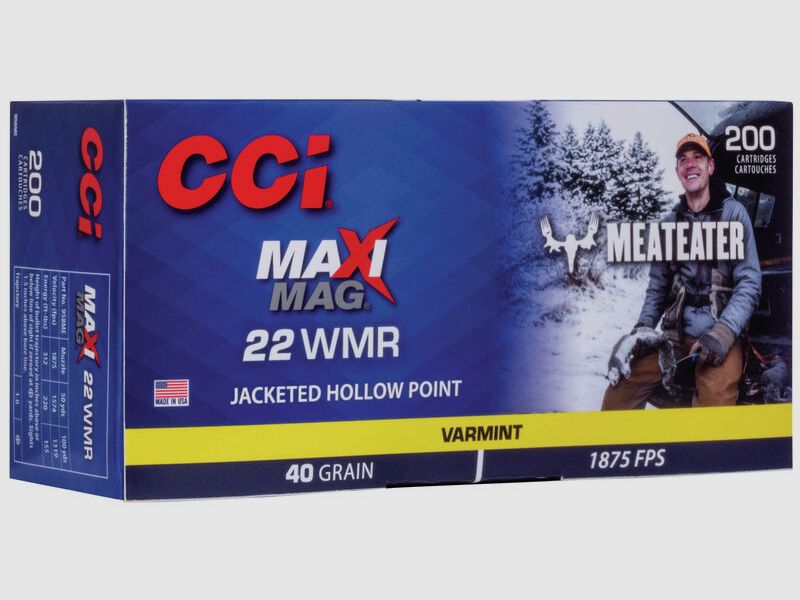 CCI Maxi-Mag Meat Eater .22 WMR 40GR JHP 200 cartucce