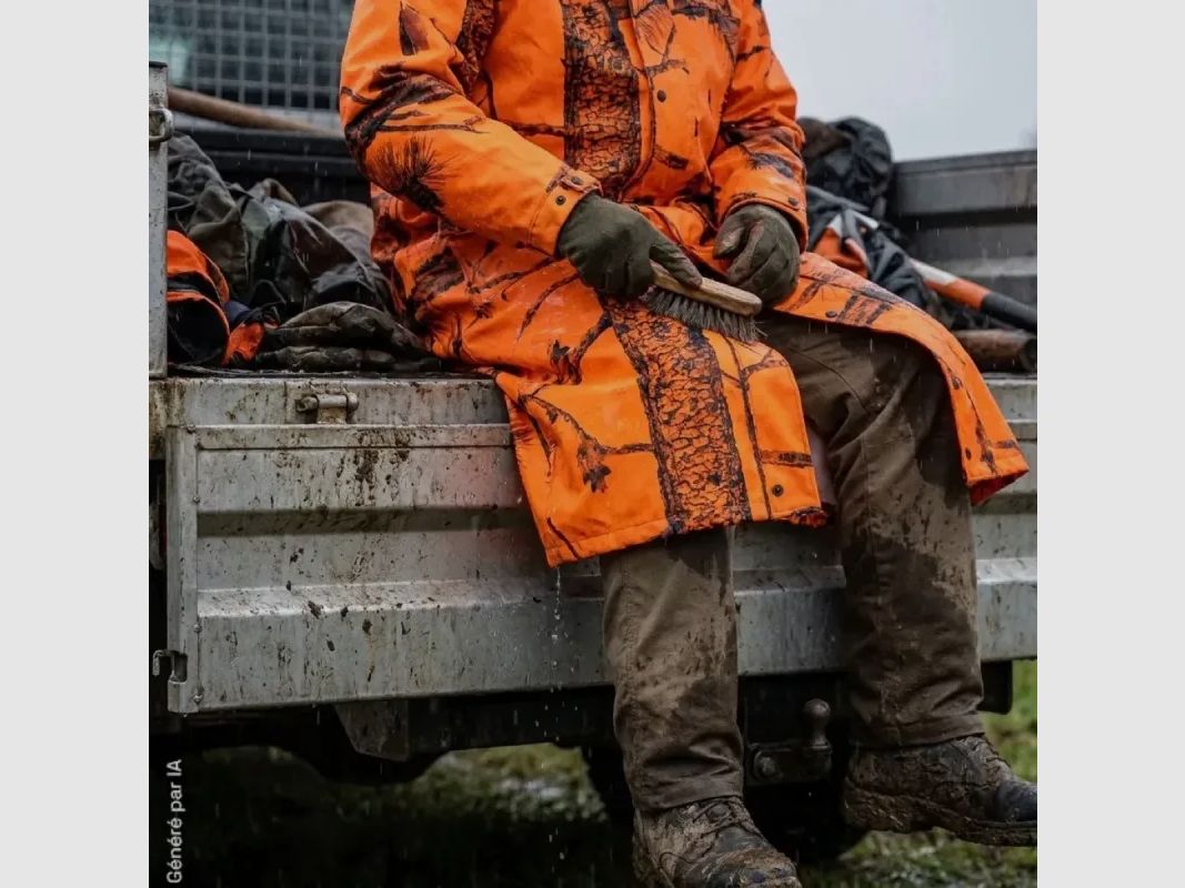 Langer Regenmantel Camouflage Orange - Wasserdicht und Winddicht, Bild 5 von 6