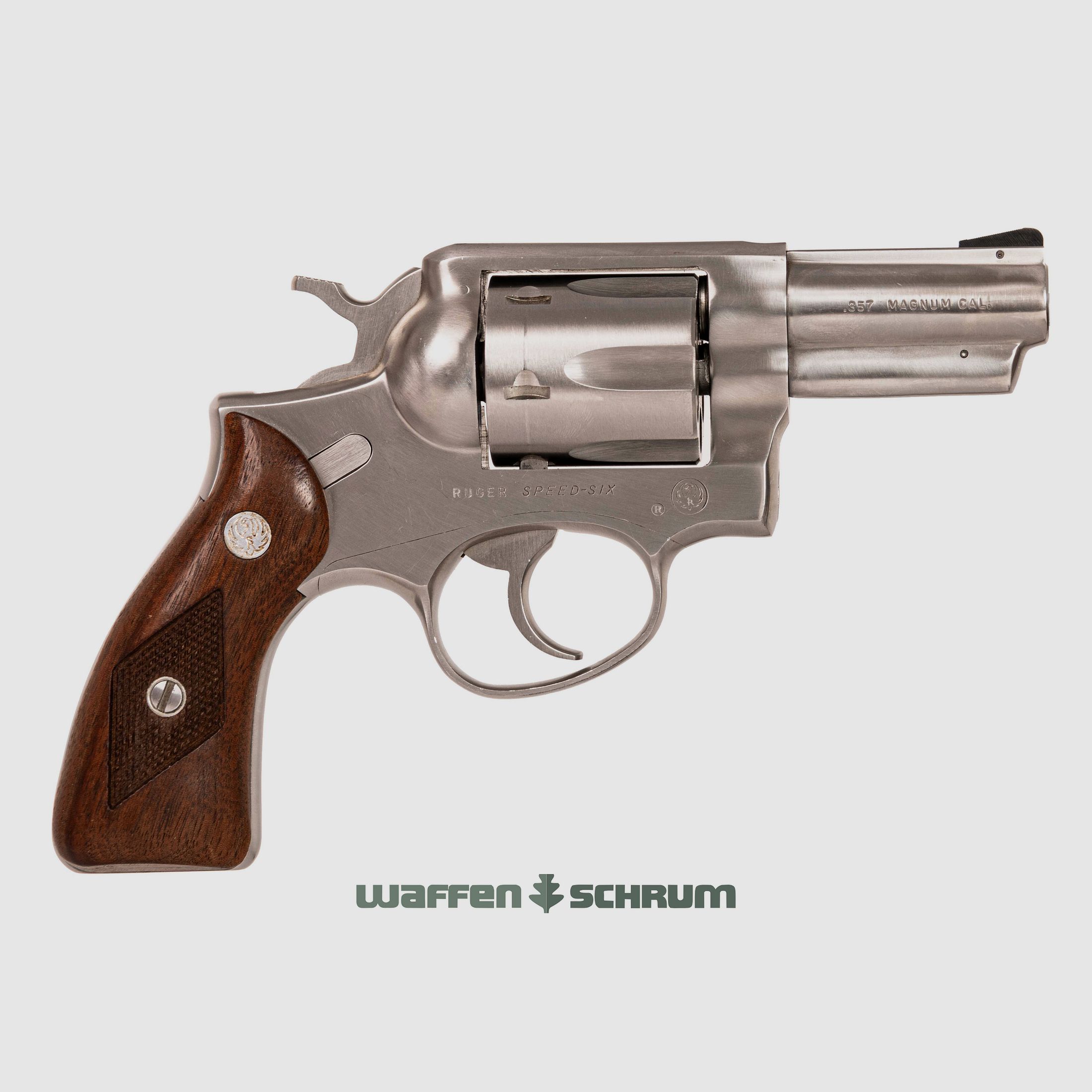 Ruger SPEED-Six .357Mag, drewniane panele chwytowe, stałe przyrządy celownicze, długość lufy: 2,75 cala