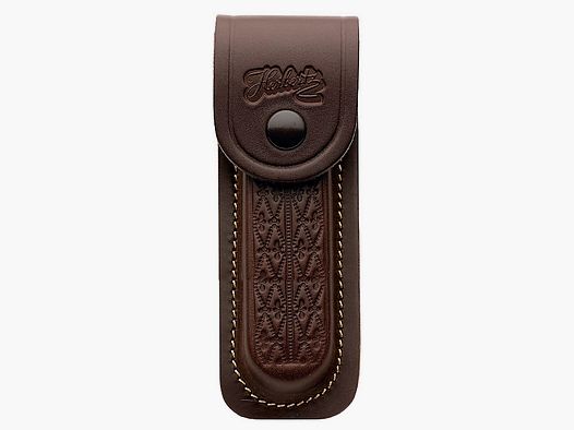 Leather case brown with pattern for notebook length 13cm, slim and narrow