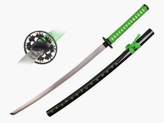 Katana Marijuana con motivo di marijuana colorato