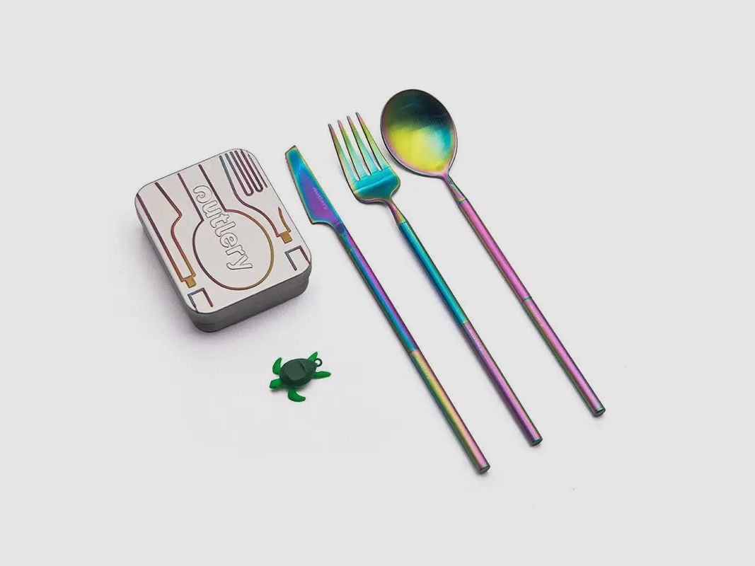 Outlery travel cutlery set, stainless steel, pocket size