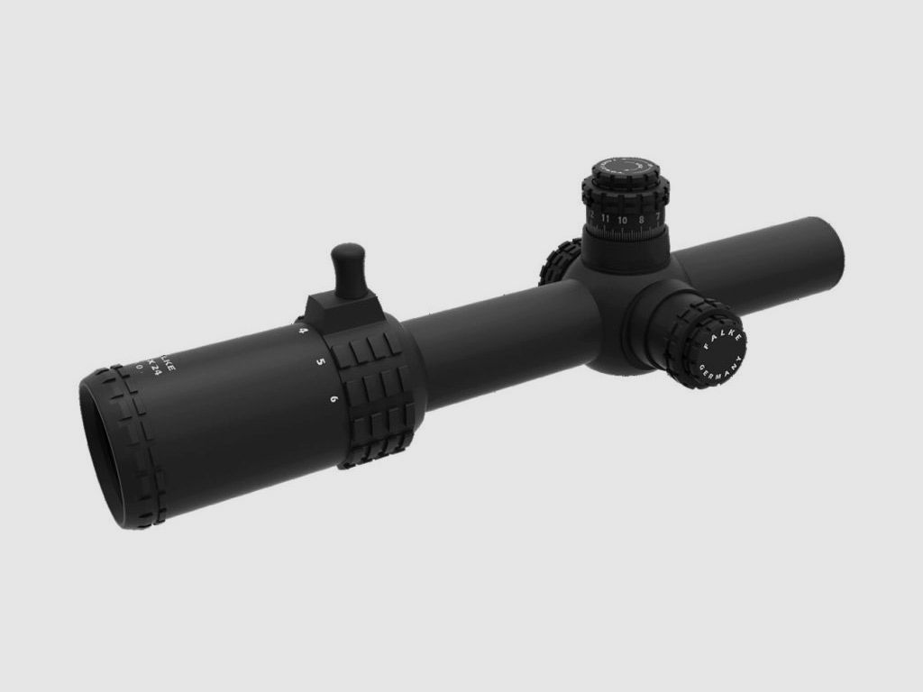 Zielfernrohr Falke 1-6X24 TAC Mil Dot Absehen 30 mm Tubus mit gekrĂ¶pfter Schmeisser QSM Monoblock Montage fĂĽr Weaver- Picatinnyschienen
