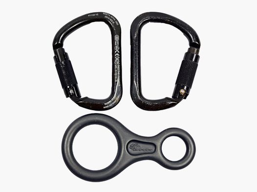 Karabiners en afdaalachtigen gebruikt