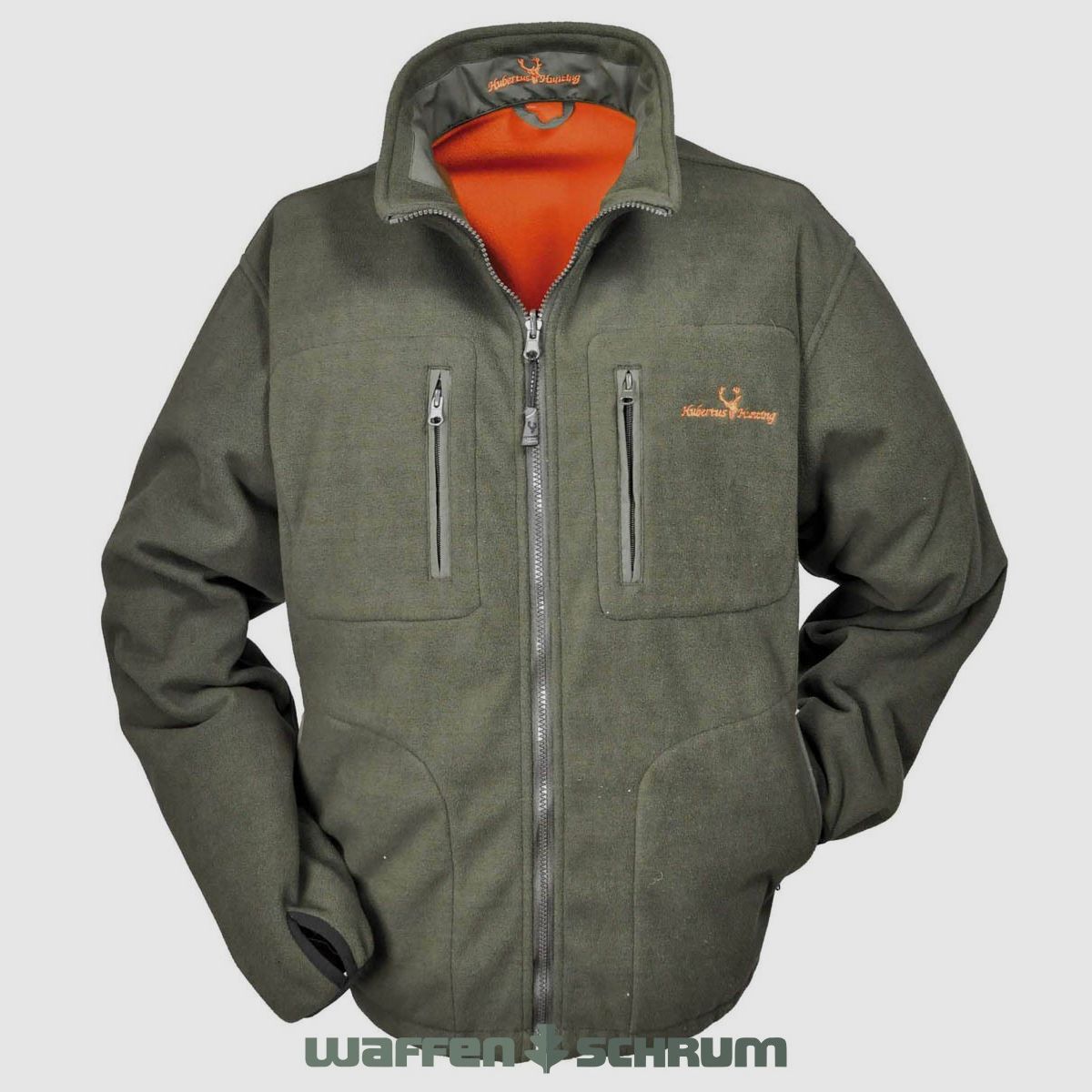 Hubertus Warn Wende Fleecejacke  Olive-Orange