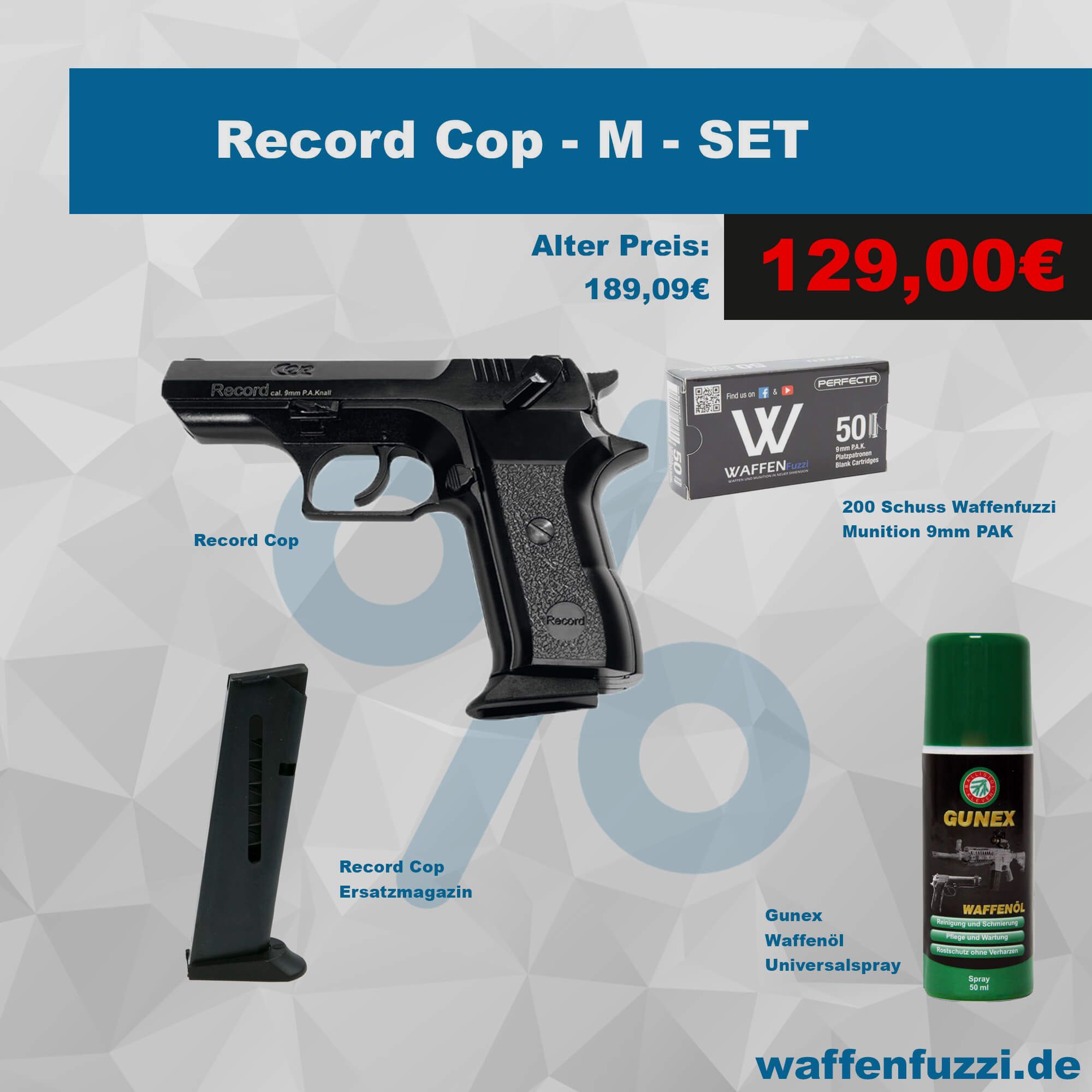 Record Cop Set de Pistolets à Blanc "M" Calibre 9mm PAK