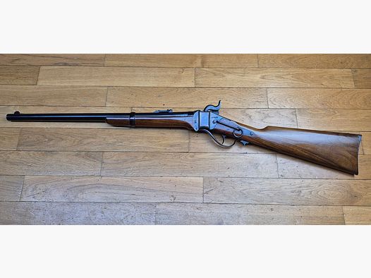 Sehr schöne Sharps Kavallerie Büchse Modell 1863 – Qualitätsfertigung IAB Marcheno – Schwarzpulverwaffe – Kal.54 – Waffe von 1977 – Seltene Replik und in ausgezeichnetem Zustand – TBE++