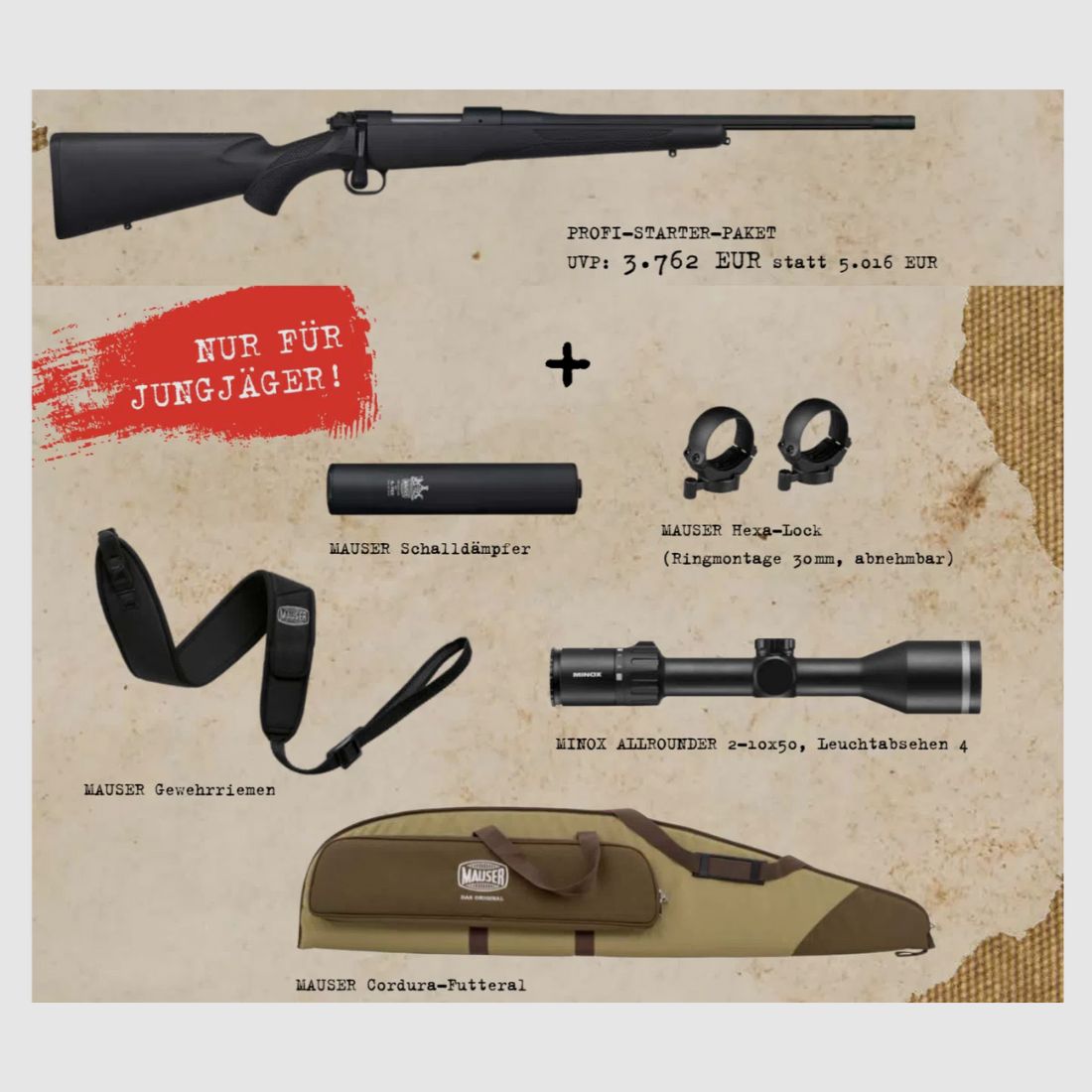 MAUSER M12 Black Impact | Jungjäger 2025 | Profi-Starter-Paket