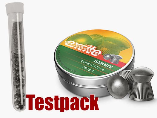 Testpack - H&N Excite Hammer Diabolo, Rundkopf, geriffelt, 0,51 g, 7.87 gr, Kaliber 4,5 mm, 40 StĂĽck