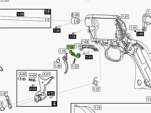 Trommelraste fĂĽr CO2 Revolver Colt Single Action Army SAA, Ersatzteil