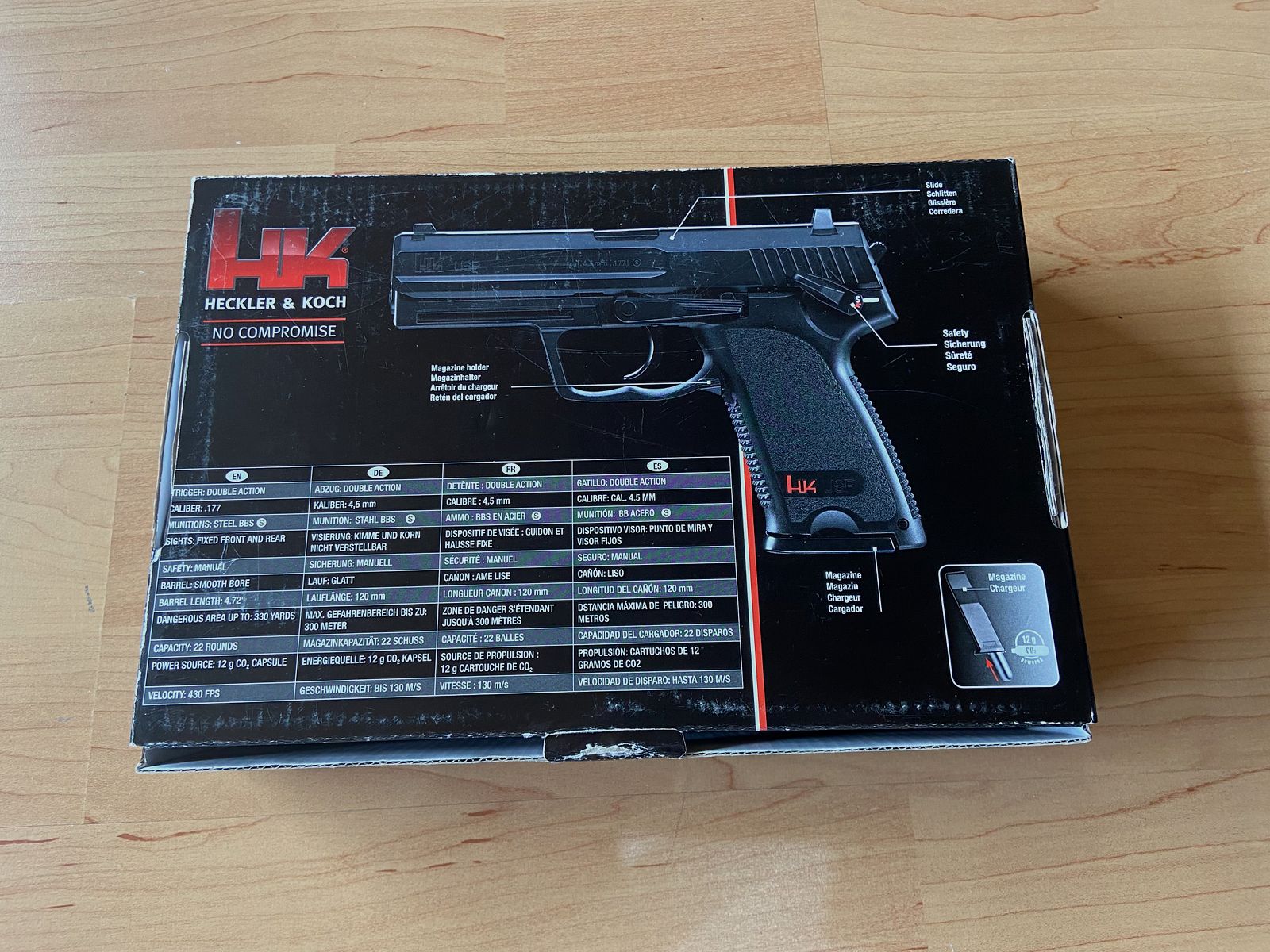 HK USP CO2 Pistole NBB + MP5 K-PDW CO2 GBB 4,5 mm Gebraucht