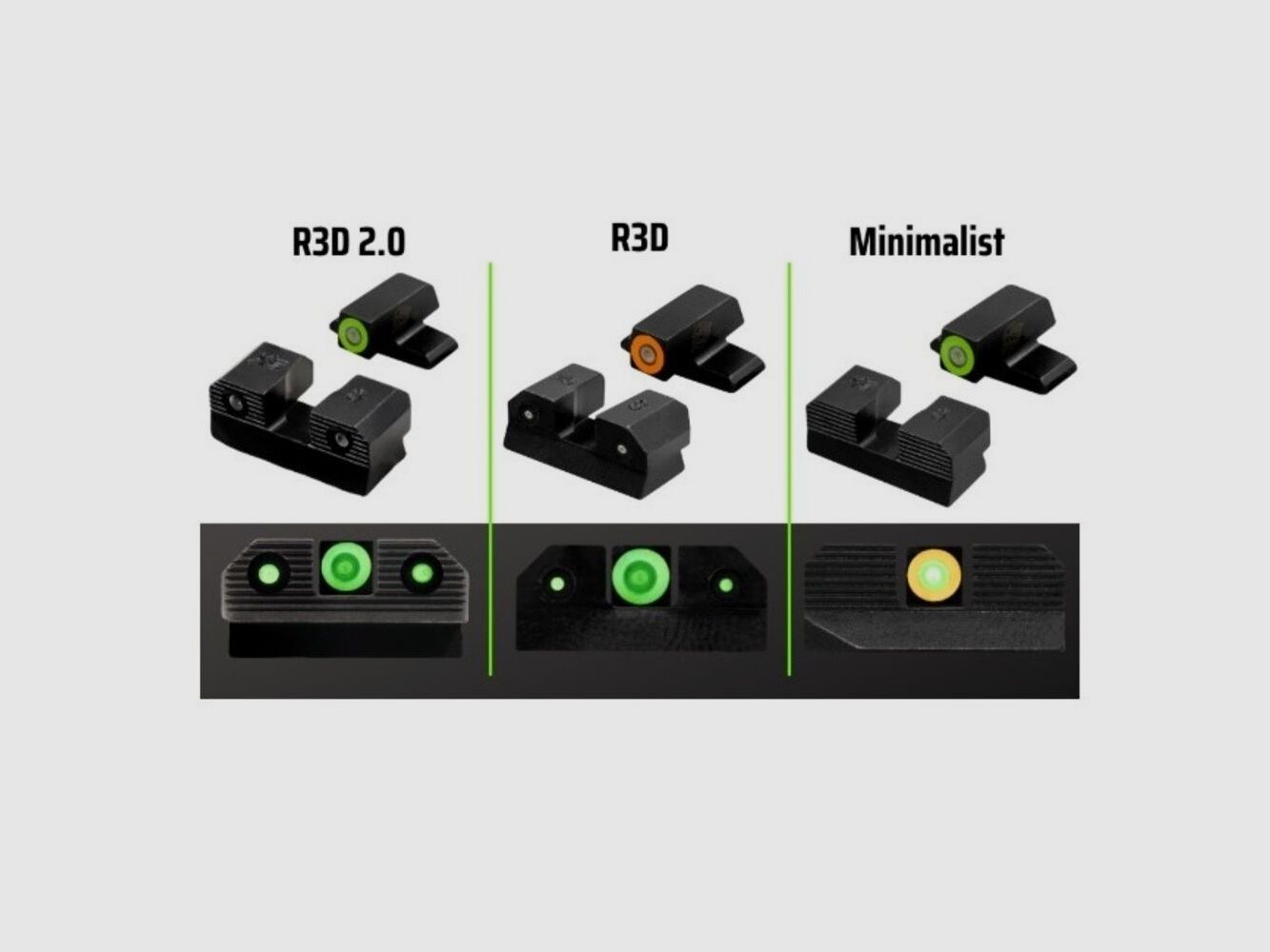 XS Sights N-przyrząd celowniczy R3D 2.0 STD zielony Dot SIG/SPI/FN, zdjęcie 3 z 3