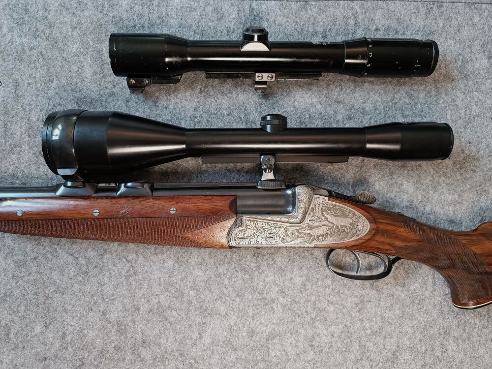 Josef Just Ferlach - Max Ern Leverkusen escopeta de dos cañones con dos visores Hensold + Schmidt Bender