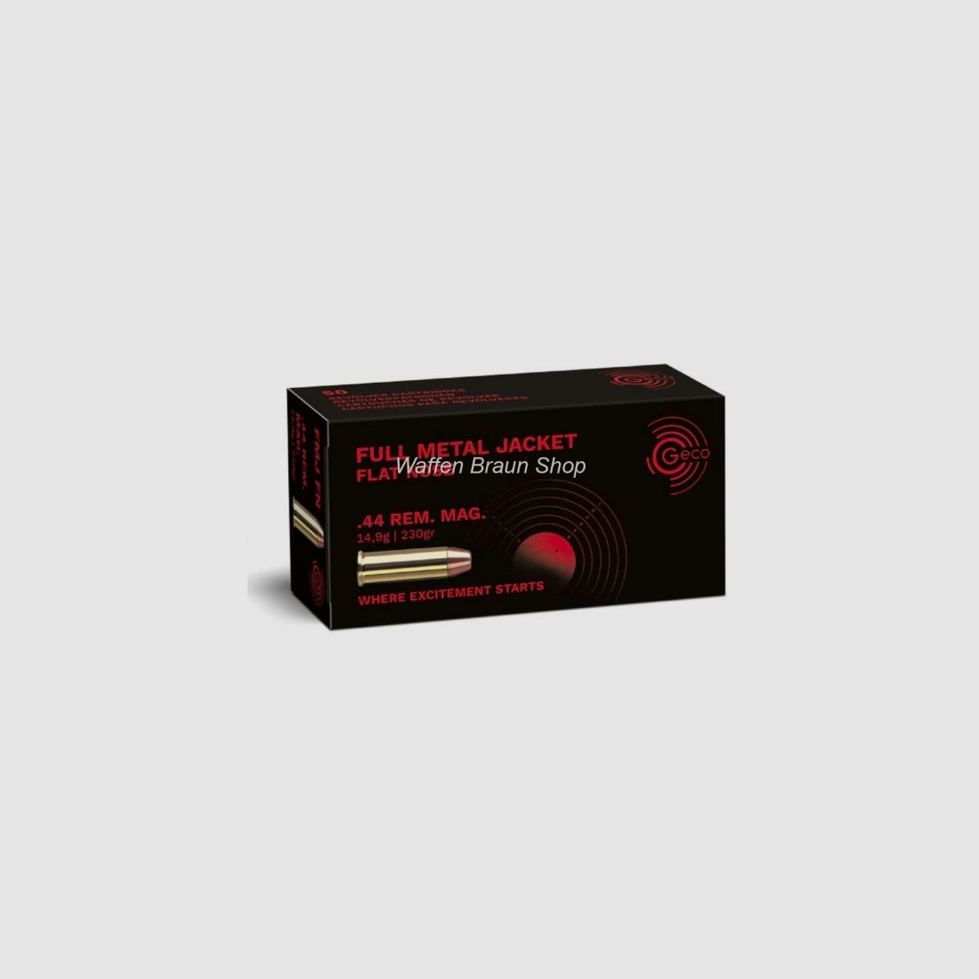 Geco .44 Magnum Vollmantel Flachkopf 14,9g 50 STK
