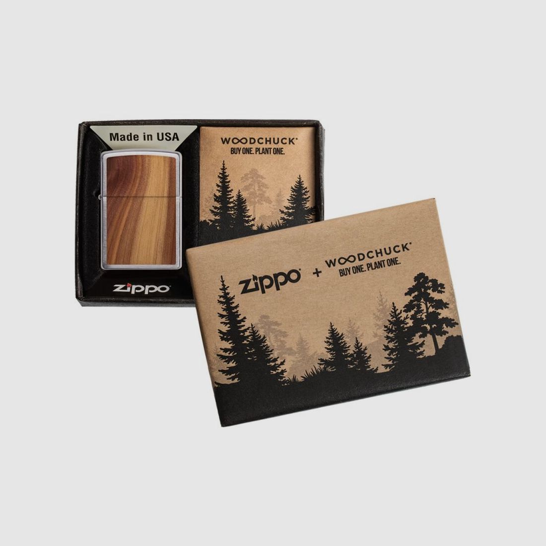 Zippo Feuerzeug 200 Woodchuck Brushed Chrome