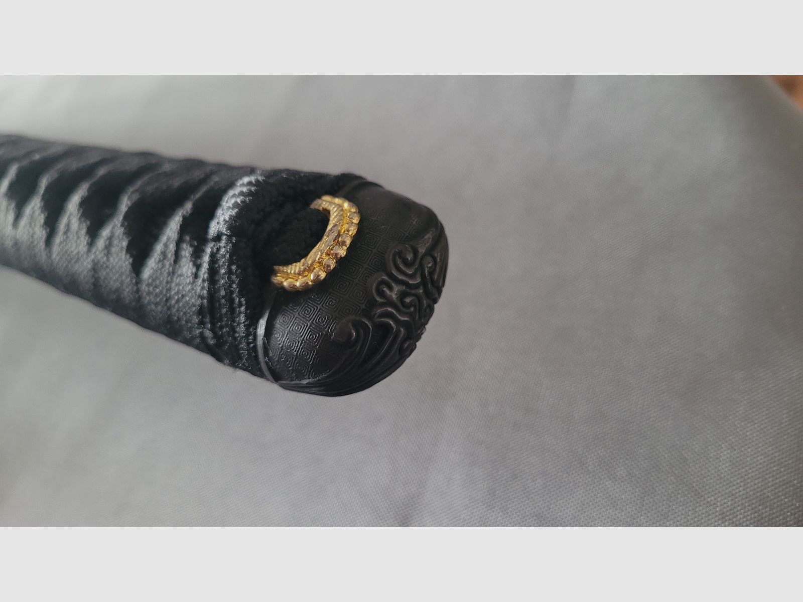 Ninjato Katana Schwert Schwarz Roter Damast wie Neu