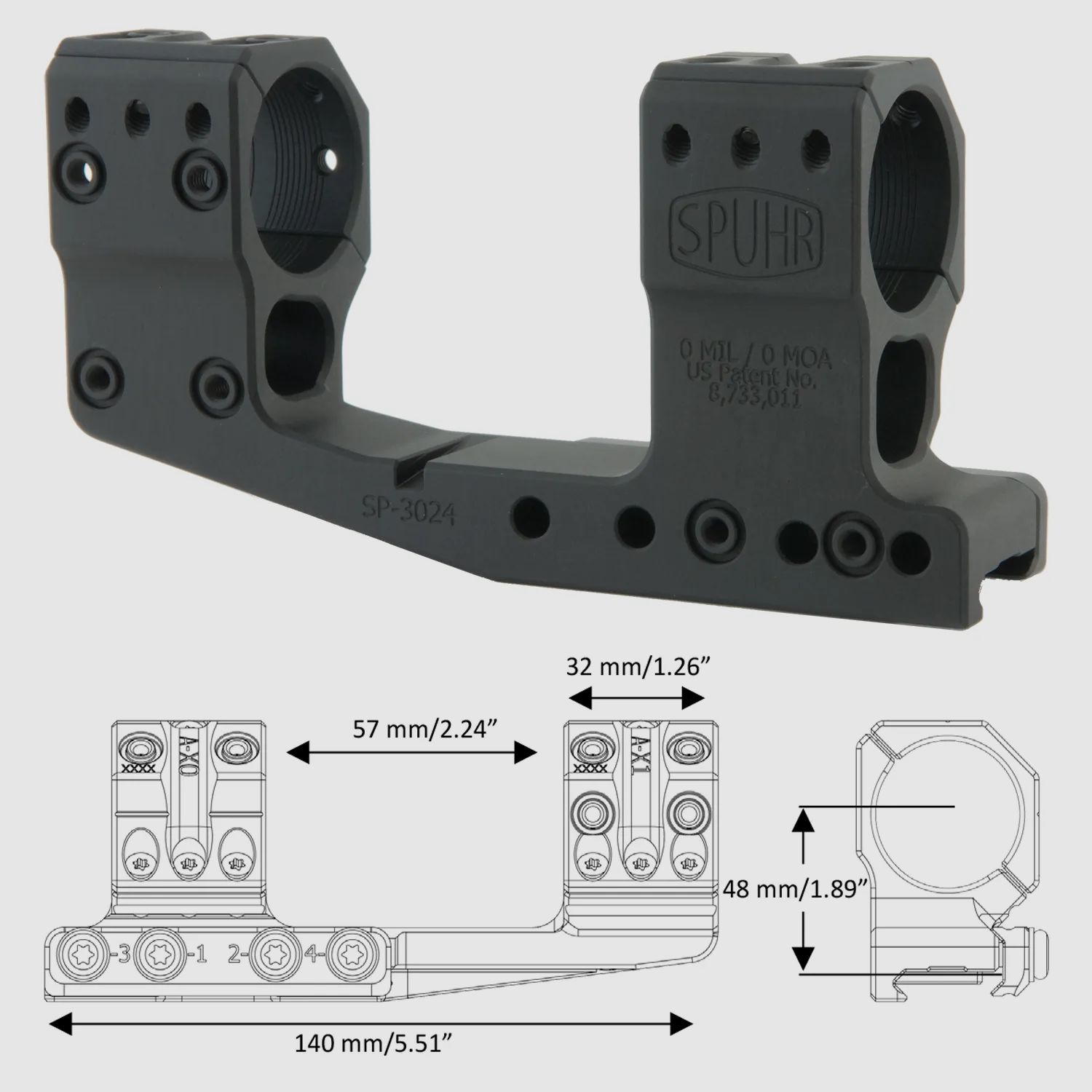 Spuhr SP-3024C Blockmontage ø30 Gen3. (Zielfernrohrmontage)