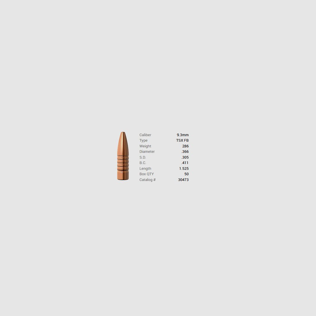Barnes Geschoss 9,3mm/.366 286GR TSX HP FB 50 Stück