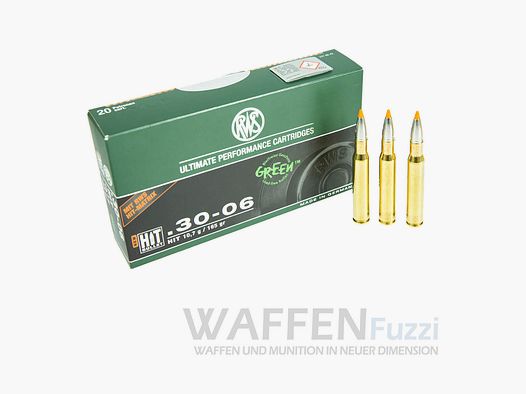 RWS rifle cartridges caliber .30-06 HIT BULLET GREEN 165grs