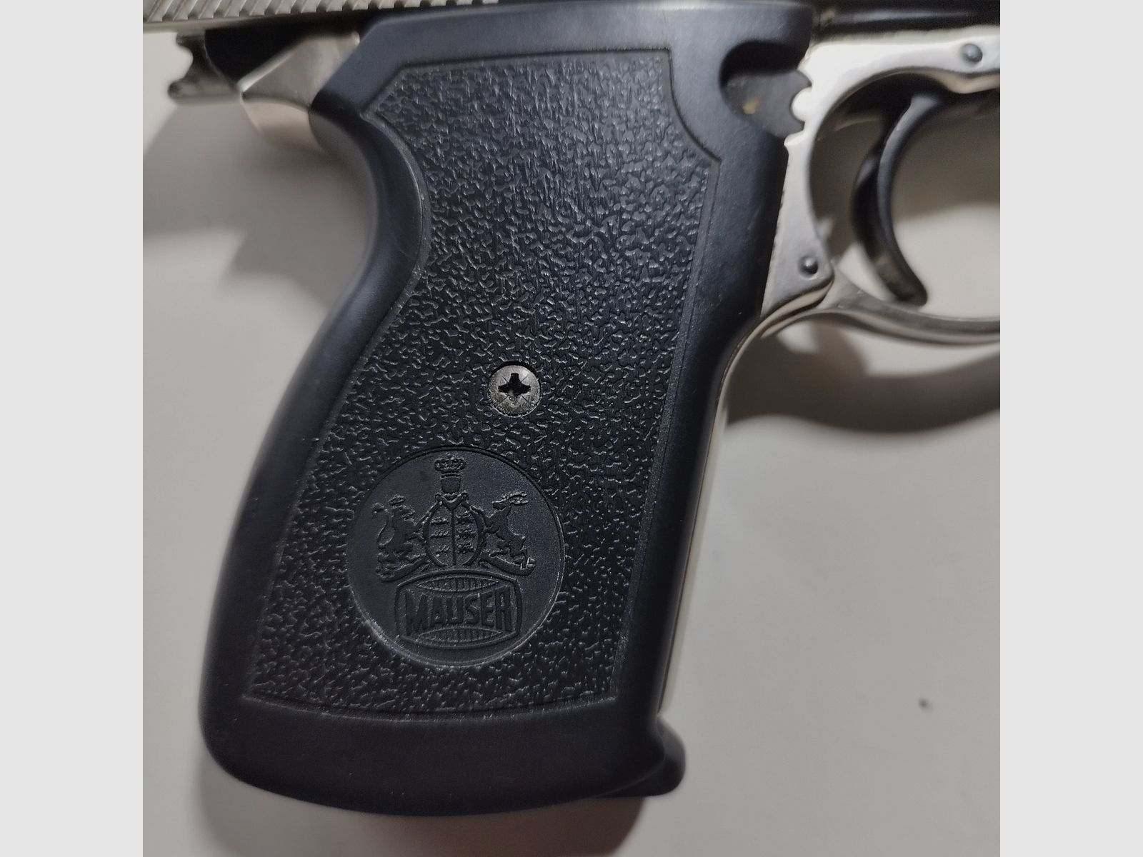 Mauser blank firing pistol HSc Mod. 90 nickel-plated caliber 9 mm P.A.K. Rare PTB