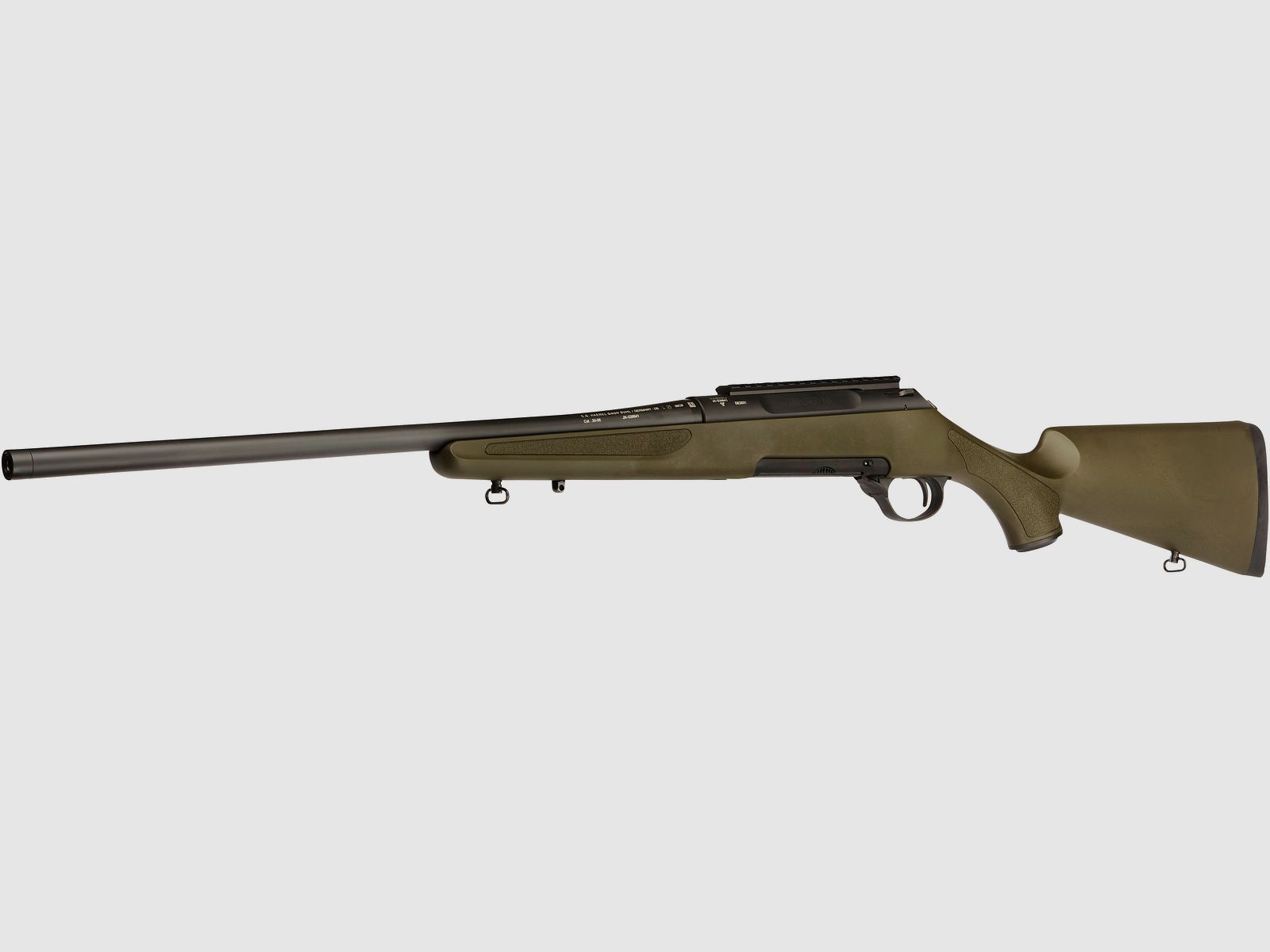 Haenel Jaeger 10 Varmint brniert, ohne Visierung, grner Schaft, Kal. .243 Win.