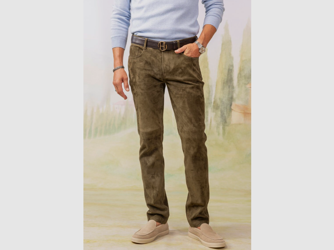 Habsburg Lederhosen Leiben in Olive, image 1 of 4