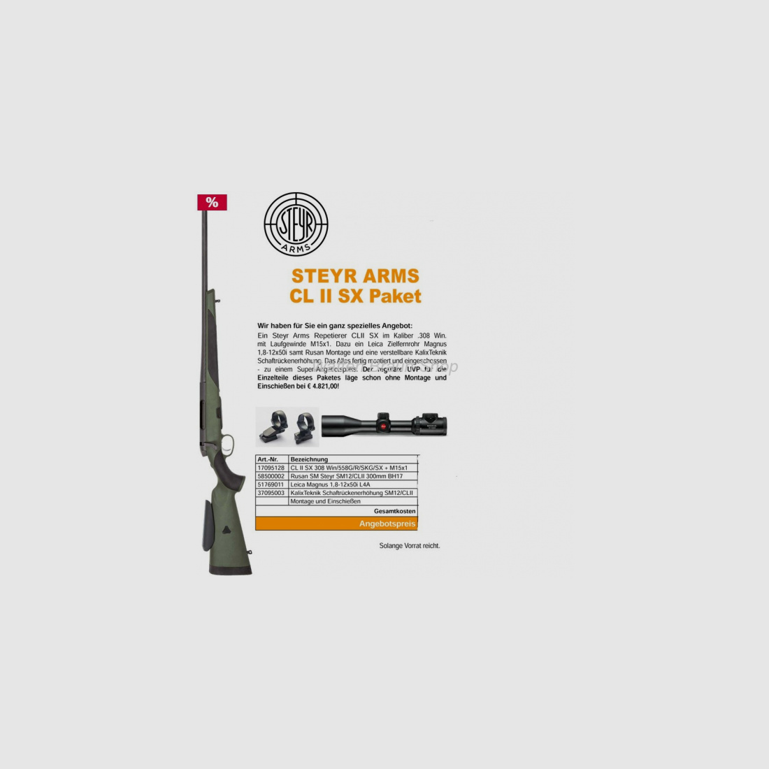 Steyr Mannlicher CLII SX .308 Win O.Vis HS 15x1 mit Leica 1,8-12x50 L4A